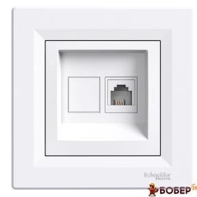 Розетка телефонна, RJ11,  Asfora (білий) УКТ ЗЕД 8536 69 90 90