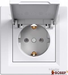 Розетка з контактом, що заземлює та кришкою Schneider Asfora(білий) УКТ ЗЕД 8536 69 90 90